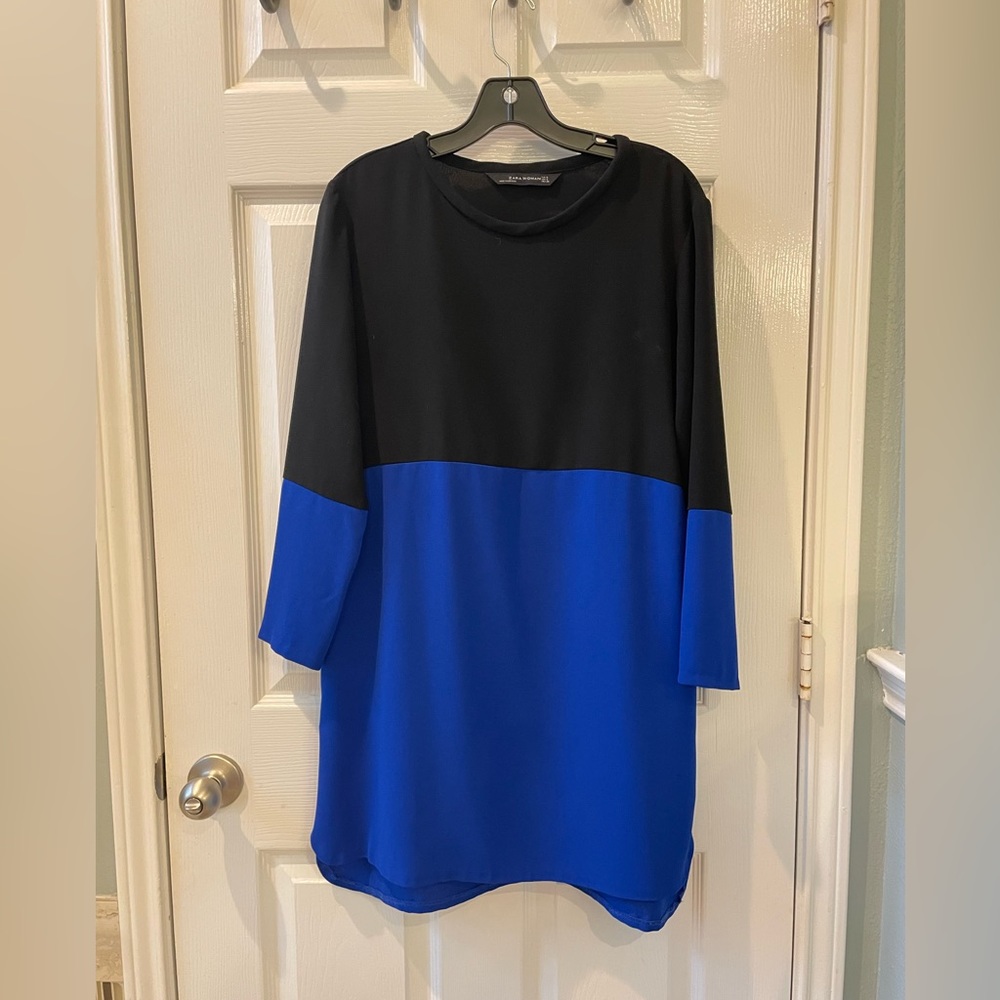 Zara Long sleeve cobalt blue colorblock dress size small